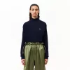 Relaxed Fit Carded Wool High Neck Sweater
