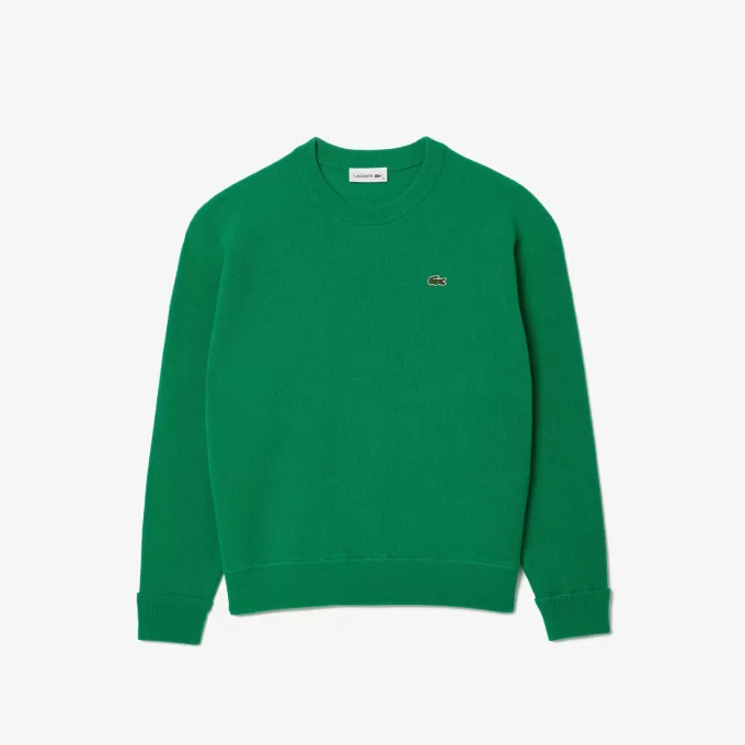 Relaxed Fit Carded Wool Moss Stitch Sweater