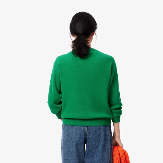 Relaxed Fit Carded Wool Moss Stitch Sweater