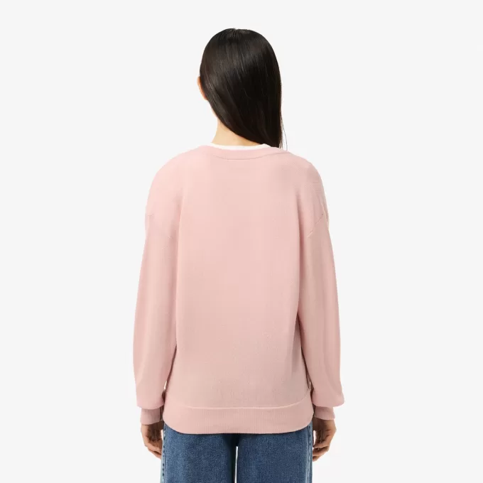 Relaxed Fit Carded Wool Moss Stitch Sweater