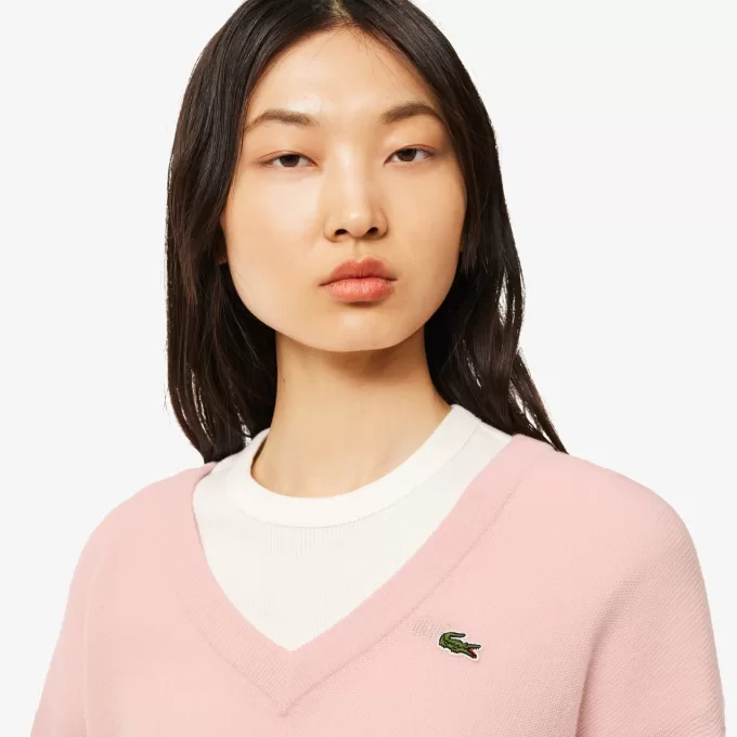 Relaxed Fit Carded Wool Moss Stitch Sweater