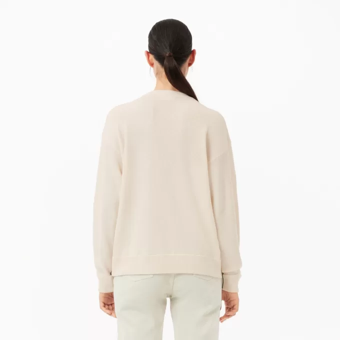 Relaxed Fit Carded Wool Moss Stitch Sweater