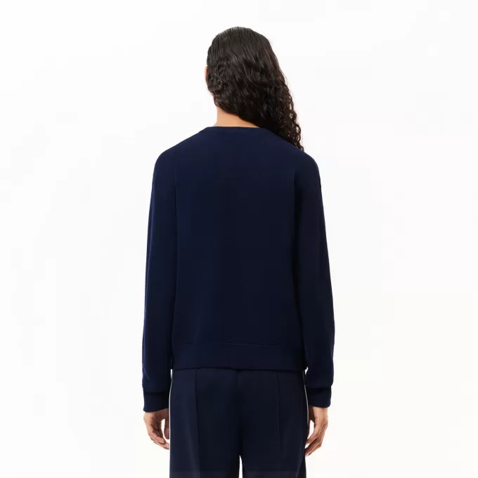 Relaxed Fit Carded Wool Moss Stitch Sweater