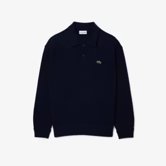 Relaxed Fit Carded Wool Polo Sweater
