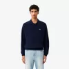 Relaxed Fit Carded Wool Polo Sweater