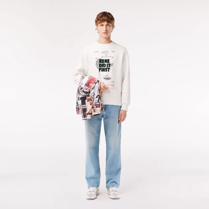 Relaxed Fit Piqué Motif Sweatshirt