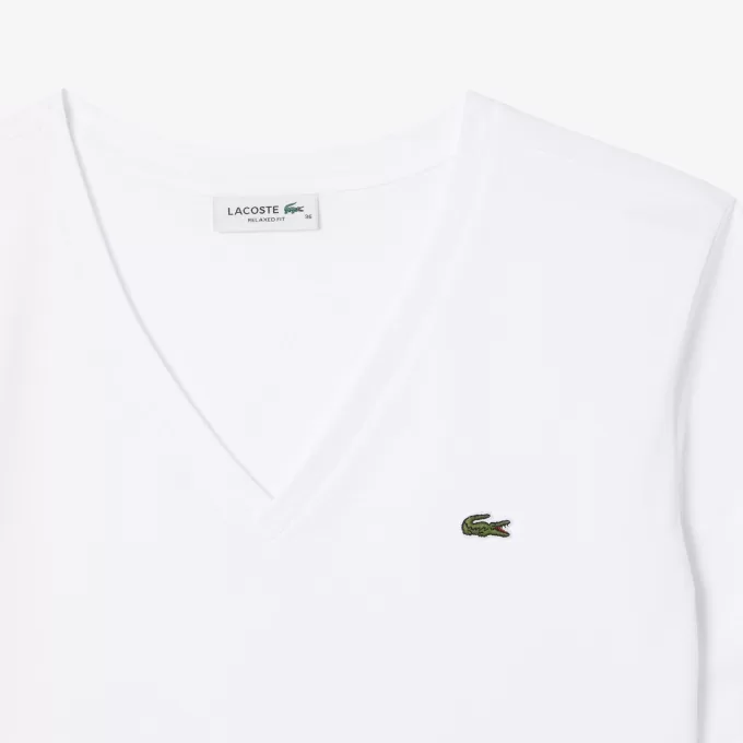 Relaxed Fit Soft Cotton V Neck T-shirt