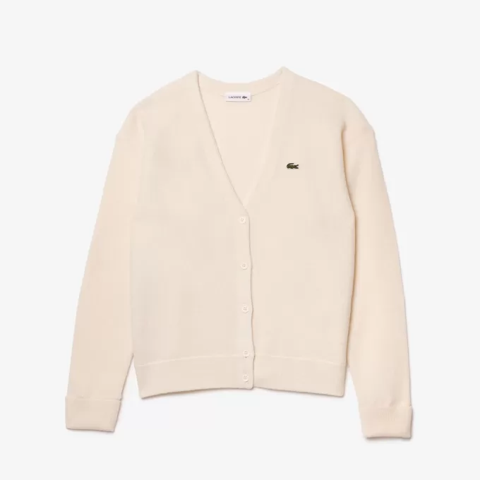 Relaxed Fit V Neck Wool Cardigan