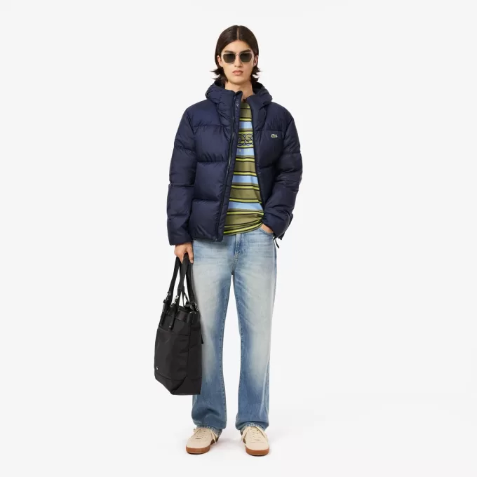 Short Water Repellent Hooded Puffed Jacket