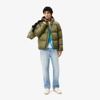 Short Water Repellent Hooded Puffed Jacket