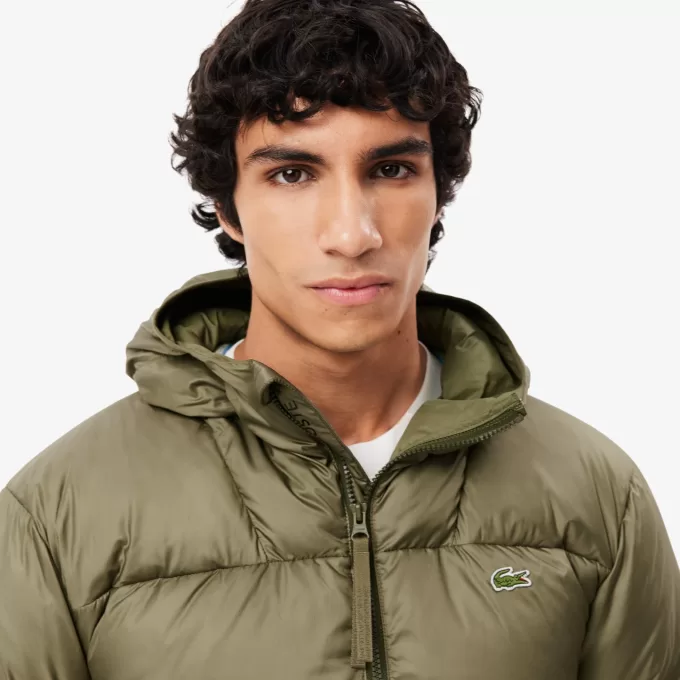 Short Water Repellent Hooded Puffed Jacket