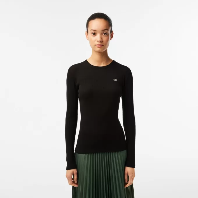 Slim Fit Ribbed Cotton T-shirt