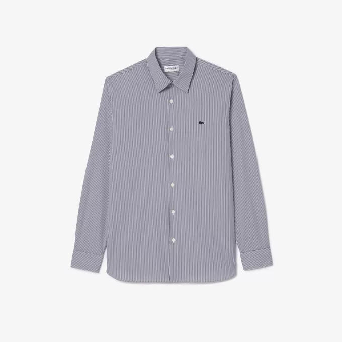 Slim Fit Striped Stretch Poplin Shirt
