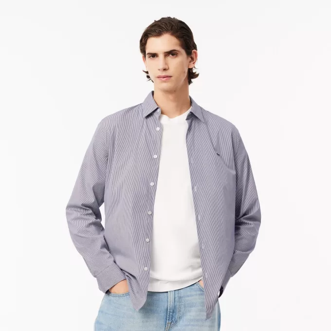 Slim Fit Striped Stretch Poplin Shirt