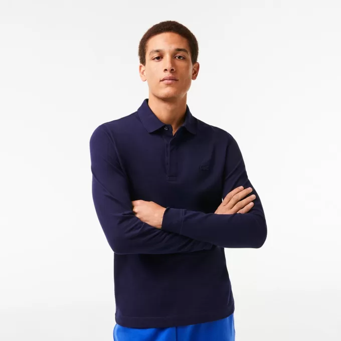 Smart Paris long sleeve stretch cotton Polo Shirt