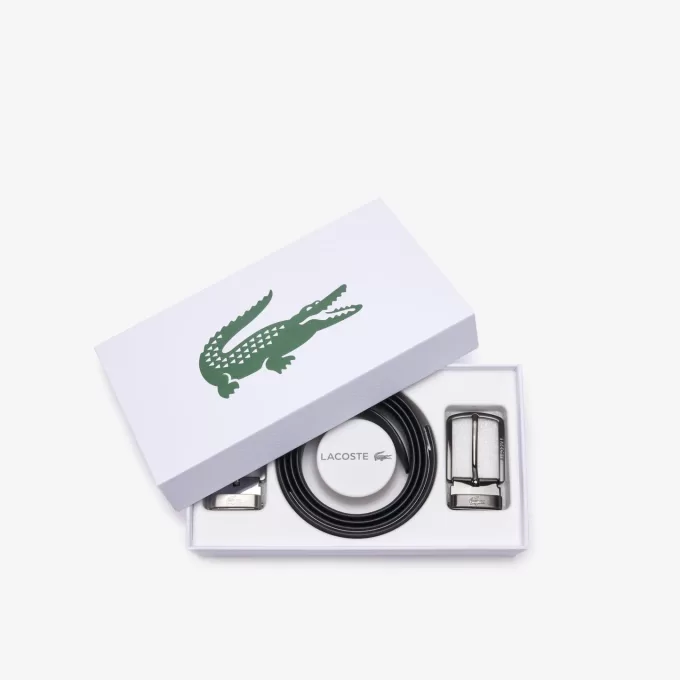 Smooth Leather Belt & 2 Buckle Gift Set