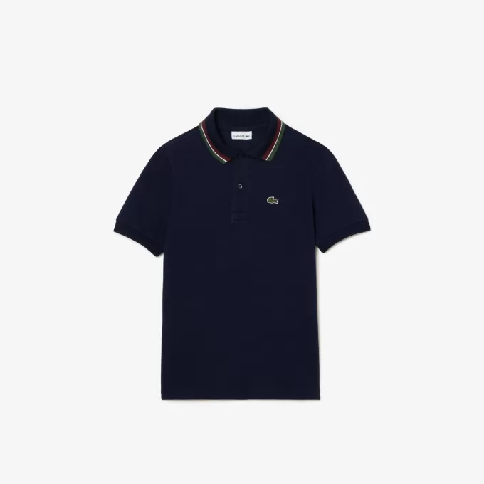 Stripe Collar Petit Piqué Polo Shirt