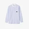 Striped Maxi Croc Contrast Collar Cotton Oxford Shirt Striped Maxi Croc Contrast Collar Cotton Oxford Shirt