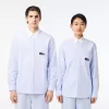 Striped Maxi Croc Contrast Collar Cotton Oxford Shirt Striped Maxi Croc Contrast Collar Cotton Oxford Shirt