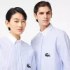 Striped Maxi Croc Contrast Collar Cotton Oxford Shirt Striped Maxi Croc Contrast Collar Cotton Oxford Shirt