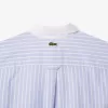 Striped Maxi Croc Contrast Collar Cotton Oxford Shirt Striped Maxi Croc Contrast Collar Cotton Oxford Shirt