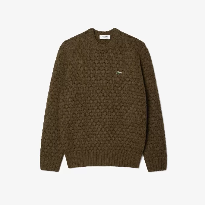 Thick Carded Wool Crew Neck Sweater