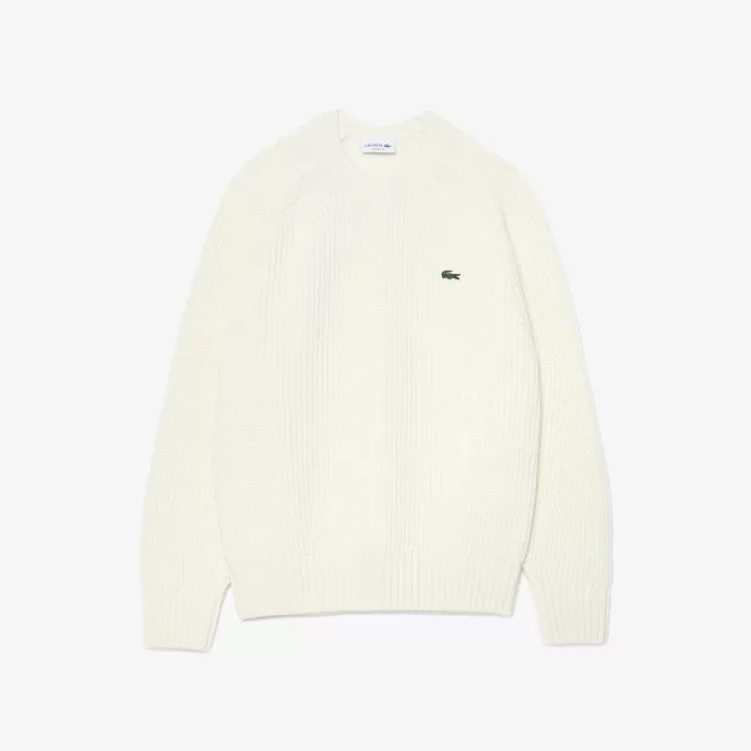Thick Carded Wool Crew Neck Sweater