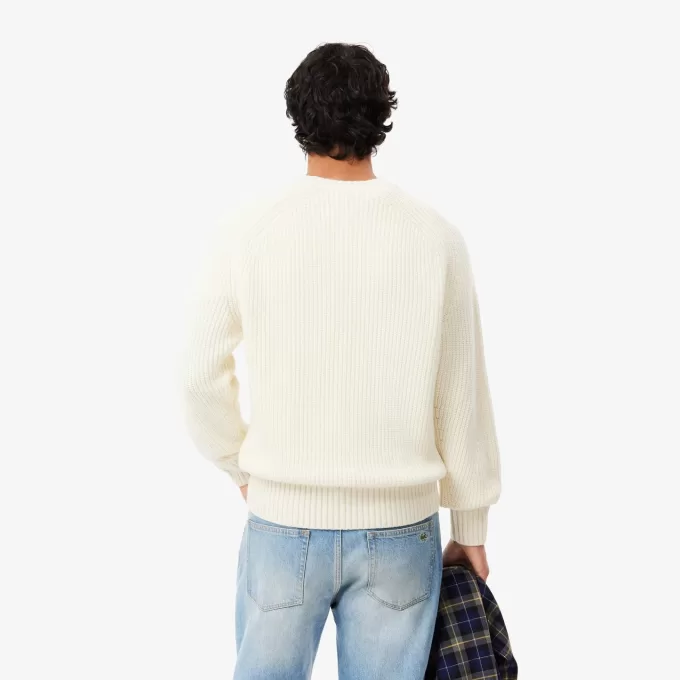 Thick Carded Wool Crew Neck Sweater