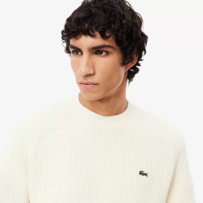Thick Carded Wool Crew Neck Sweater
