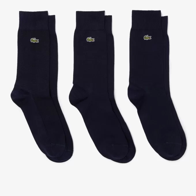 Unisex High-Cut Cotton Pique Socks Three-Pack
