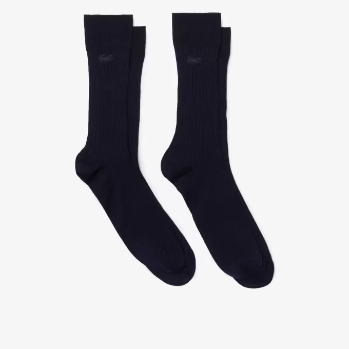 Unisex High-Cut Ribbed Cotton Socks Two-Pack
