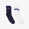 Unisex High-Cut Striped Ribbed Cotton Socks Two-Pack