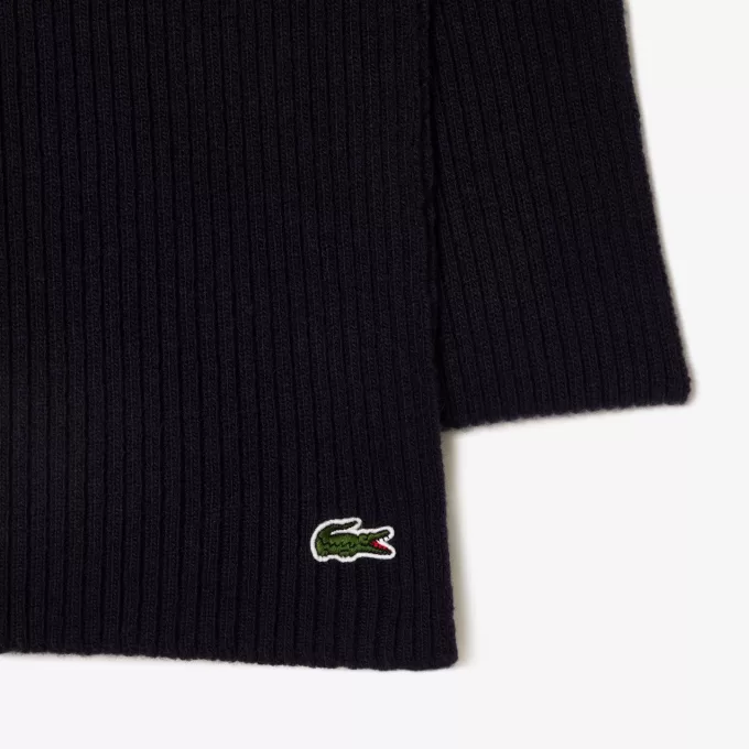 Unisex Lacoste Ribbed Wool Scarf