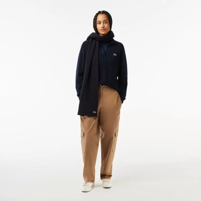Unisex Lacoste Ribbed Wool Scarf