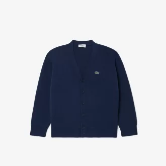 V Neck Cotton and Wool Cardigan