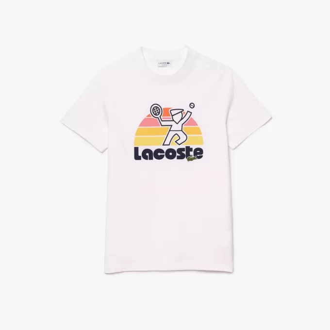 Washed Effect Tennis Print T-shirt