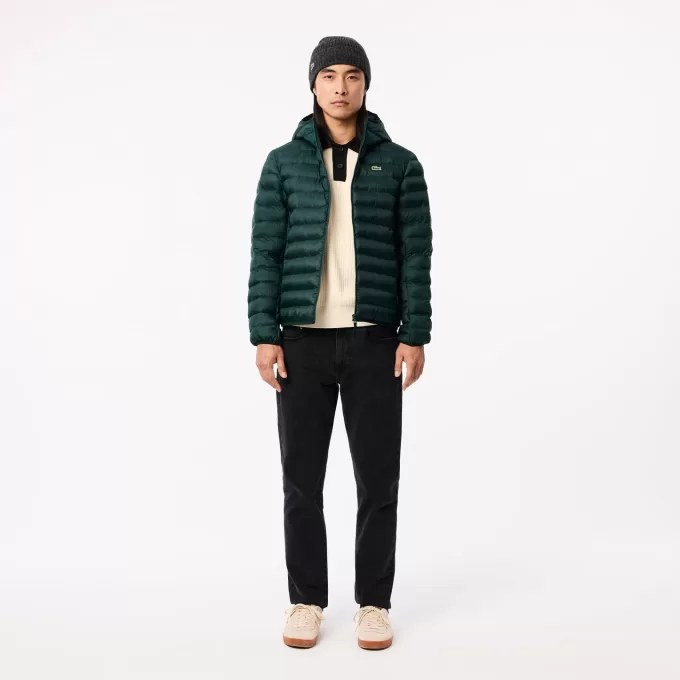 Water Repellent Quilted Hooded Puffed Jacket
