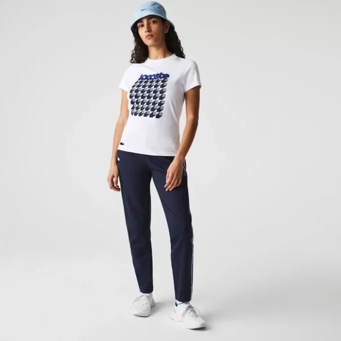 Womens Lacoste SPORT Breathable Houndstooth Patterned T-shirt