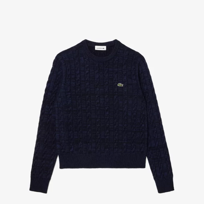 Wool/Cotton Blend Cable Knit Sweater