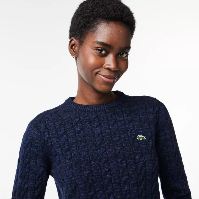 Wool/Cotton Blend Cable Knit Sweater