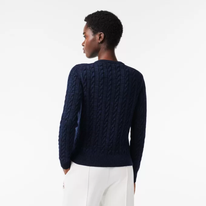 Wool/Cotton Blend Cable Knit Sweater