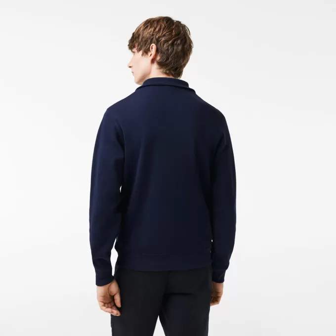 Zip-Up High Neck Interlock Sweatshirt