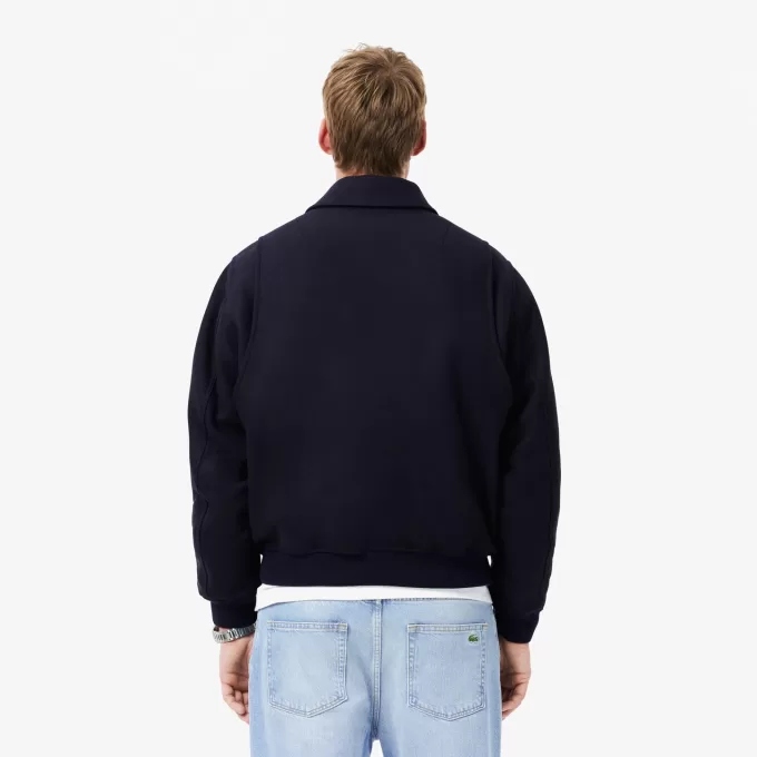 Zipped Padded Wool Aviator Jacket