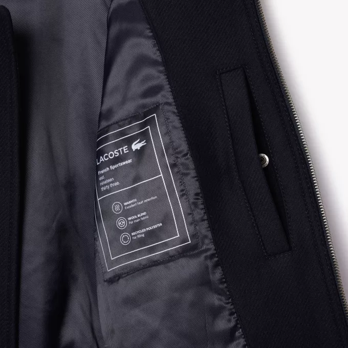 Zipped Padded Wool Aviator Jacket